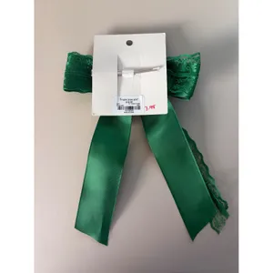 Francescas Forest Green Satin and Lace Oversized Hair Bow Clip Accessory thumbnail 3