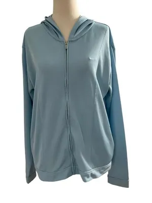 Nike Dri-Fit Women Size XL 16-18 Blue Hoodie Jacket 16-253 thumbnail 1