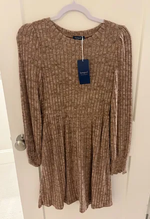 TJ Maxx Sampeel long-sleeve ribbed knit babydoll sweater dress thumbnail 1