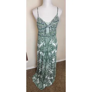 Moulinette Soeurs Green Paisley Tie Front Maxi Dress Brisbane Size M thumbnail 3