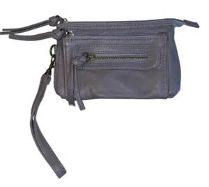 Zippered Faux Leather Wallet Clutch Wristlet‎ Cappacino thumbnail 1