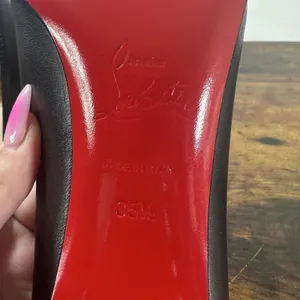 Christian Louboutin Donna 85 Black Leather Silver Spike Block Heel Pumps 35.5 thumbnail 14