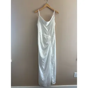 Lulus Here's to Love White Satin Backless Column Maxi Dress Size Large Wedding thumbnail 4