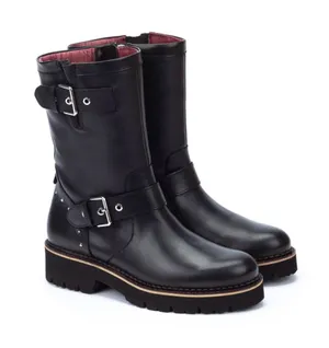 PIKOLINOS Black Leather Mid-Calf Buckle Combat Boots Size 41=US Size 9.5-10 thumbnail 1