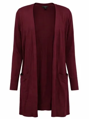 Halogen Cashmere Blend Long Cardigan Sweater size extra small XS Burgundy thumbnail 1