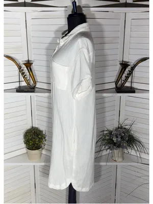 Weatherproof Vintage midi dress white gauze cotton coastal resort cruise boho M thumbnail 4