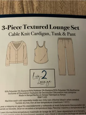 Live 2 Lounge 3-Piece Cable Knit Textured Lounge Set, Tan, Size XXL. NWT thumbnail 6