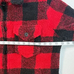 GAP Red and Black Plaid Teddy Jacket thumbnail 7