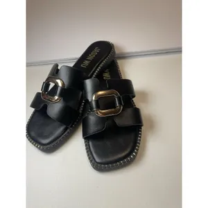 Jason Wu Women's Black Leather Slide Sandals Buckle Slip-On US 7.5 thumbnail 6