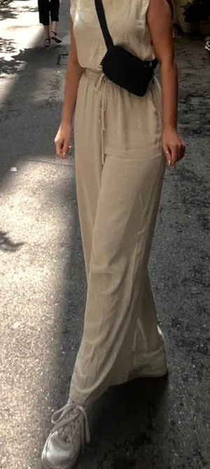 Cream linen pants Tan Size L thumbnail 1