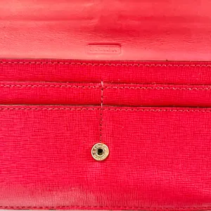 Coach Scarlet Pink Saffiano Leather Slim Soft Wallet #F49350 thumbnail 5