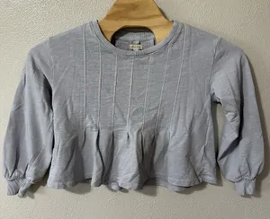 Pilcro Anthropologie‎ Box-Pleated Sweatshirt Top Blue Cotton Size XS Cropped thumbnail 1