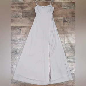 Birdy Grey Benny Dress in Crepe Taupe Bow Back Gown thumbnail 10