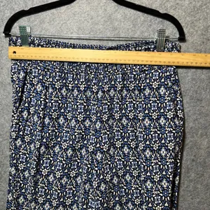 Roz & Ali Blue Floral Boho Wide Leg Border‎ Print Rayon Pants Pull-On M thumbnail 5