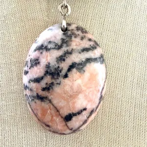 Sterling Silver Rhodonite Pendant Necklace w Freshwater Pearls thumbnail 2