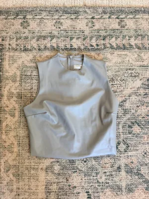 Skims faux leather gray matte sleeveless crop top L thumbnail 7