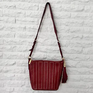NWT Michael Kors Brown ‘Brooklyn Grommet Leather Feed Bag’ Crossbody in “Brick” thumbnail 5