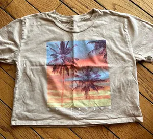 Hollister Tan Cropped Graphic Tee thumbnail 1