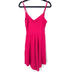 See You Monday Y2K‎ Hot Pink Cowl Neck Fit Flare Mini Dress MED Festival Barbie thumbnail 4