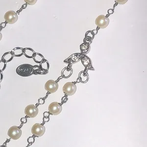 Monet Elegant Faux Pearl and Silver Tone Dainty Beaded Necklace thumbnail 6