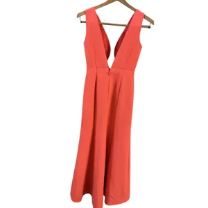 BCBGMAXAZRIA Women Coral‎ Deep V-Neck Cutout Sleeveless Maxi Gown Dress Size 0 thumbnail 9
