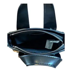 Zara Mini Crossbody Bag Black Faux Leather Studded Top‎ Handle Tote Purse City thumbnail 4