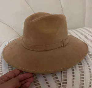 Suede tan neutral beige cowboy style hat western thumbnail 1