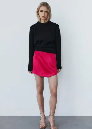 Zara Pink Satin Skirt thumbnail 1