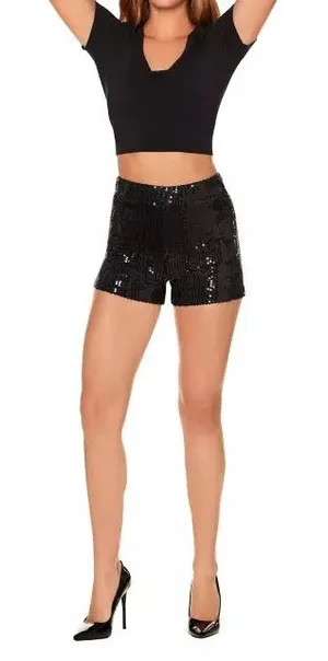 Spirit Halloween Black Sequin Shorts thumbnail 1