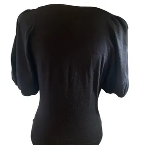 Worthington Puff Sleeved Black Button-Up Sweater thumbnail 2