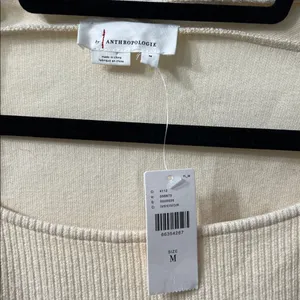 Anthropologie Cream Ribbed Square Neck Sweater NWT – Size M thumbnail 2