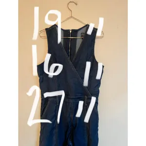 Guess‎ Jumpsuit Women Large Blue Denim Wrap Wide Leg Sleeveless V-Neck Casual thumbnail 7