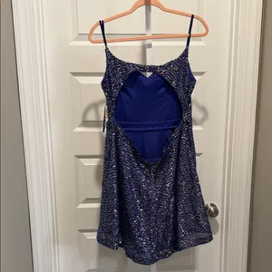 City Studio Blue Sequin‎ Cutout Fit & Flare Dress Size 15/16 NWT thumbnail 7