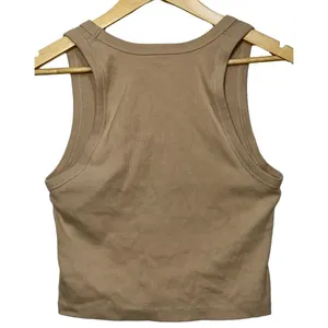 Abercrombie & Fitch Soft A&F Essentials Tan Ribbed Knit Cropped Tank Top Size M thumbnail 2