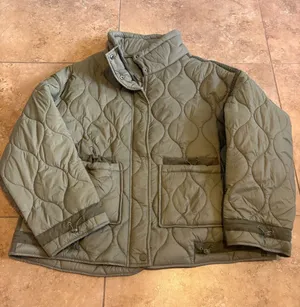 Quilted Olive Green Jacket thumbnail 1