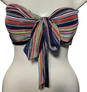 Women’s Windsor Striped Multi Colored Bow-Tie Bandeau Bikini Top thumbnail 1