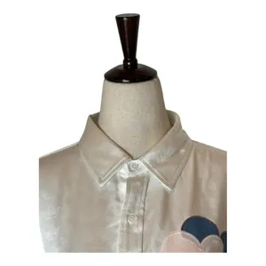 Boys Lie Shirt Women Medium White Satin Collared Button Down Bridezilla Top NWOT thumbnail 5