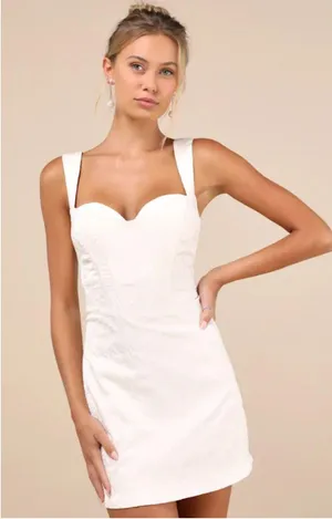 Lulus Sophisticated celebration ivory jacquard floral mini dress bridal graduation thumbnail 1