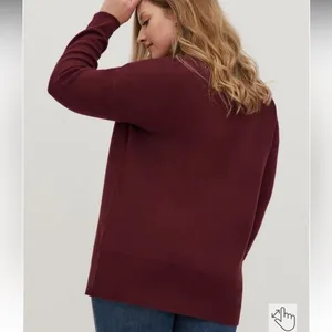 Torrid Burgundy Maroon Silver Sequin Moon Mock Neck Sweater 1X thumbnail 3