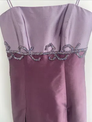 Marisa Baratelli Thai Silk Beaded Gown Spagetti Straps/Strapless Plum Mauve 2 thumbnail 2
