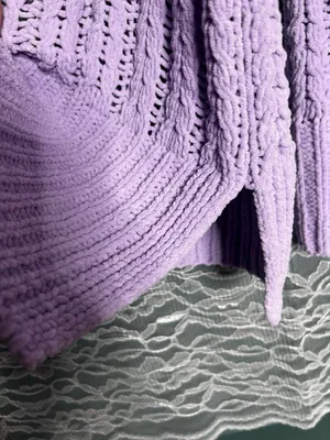 Aerie Lavender Cable Knit Quarter Zip Sweater XL Cozy Oversized Pullover thumbnail 5