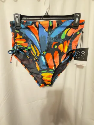NWT S3 Swim Smoothing Cinch Adjustable Side Tie High Waist Bottom, Medium thumbnail 5
