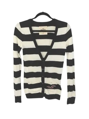 Hollister ★ Varsity Collegiate Rugby Stripe Cardigan Sweater ★ Navy White ★ S thumbnail 3