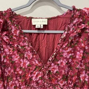 Sachin & Babi Size 10 Ronnie Printed Floral Ruffle‎ Dress thumbnail 5
