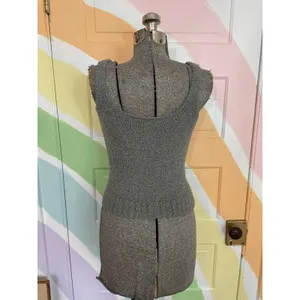 Skims Cozy Knit Robe Cardigan & Tank Set S/M Gray Lounge thumbnail 5