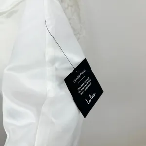 Lulus Prettiest Behavior White Satin Lace Long Sleeve Mini Dress Medium NWT thumbnail 9