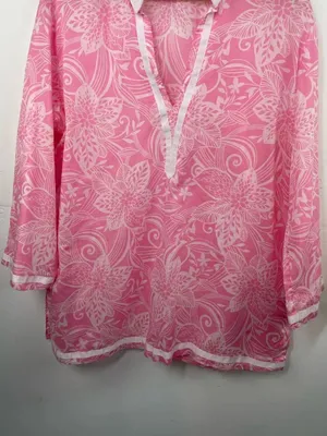 Jones New York Pink & White Floral Split-Neck Tunic thumbnail 4