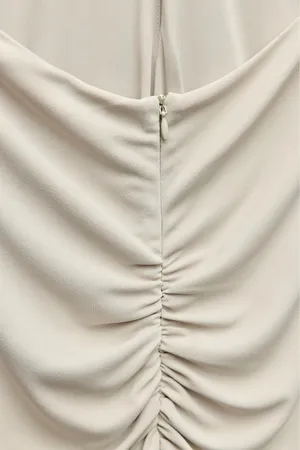 Zara dress gown fitted maxi bodycon Gray Halter formal evening wedding thumbnail 8