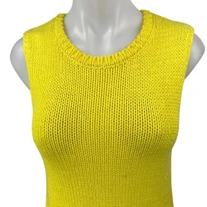Zara Women's Yellow Sleeveless Knit Crew Neck Tank Sweater Mini Dress Size M thumbnail 9