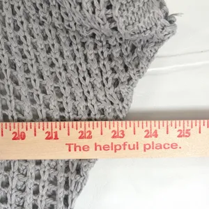 Women's Grey Open Knit Crochet Short Sleeve Sweater Top Small NEW with tags thumbnail 5